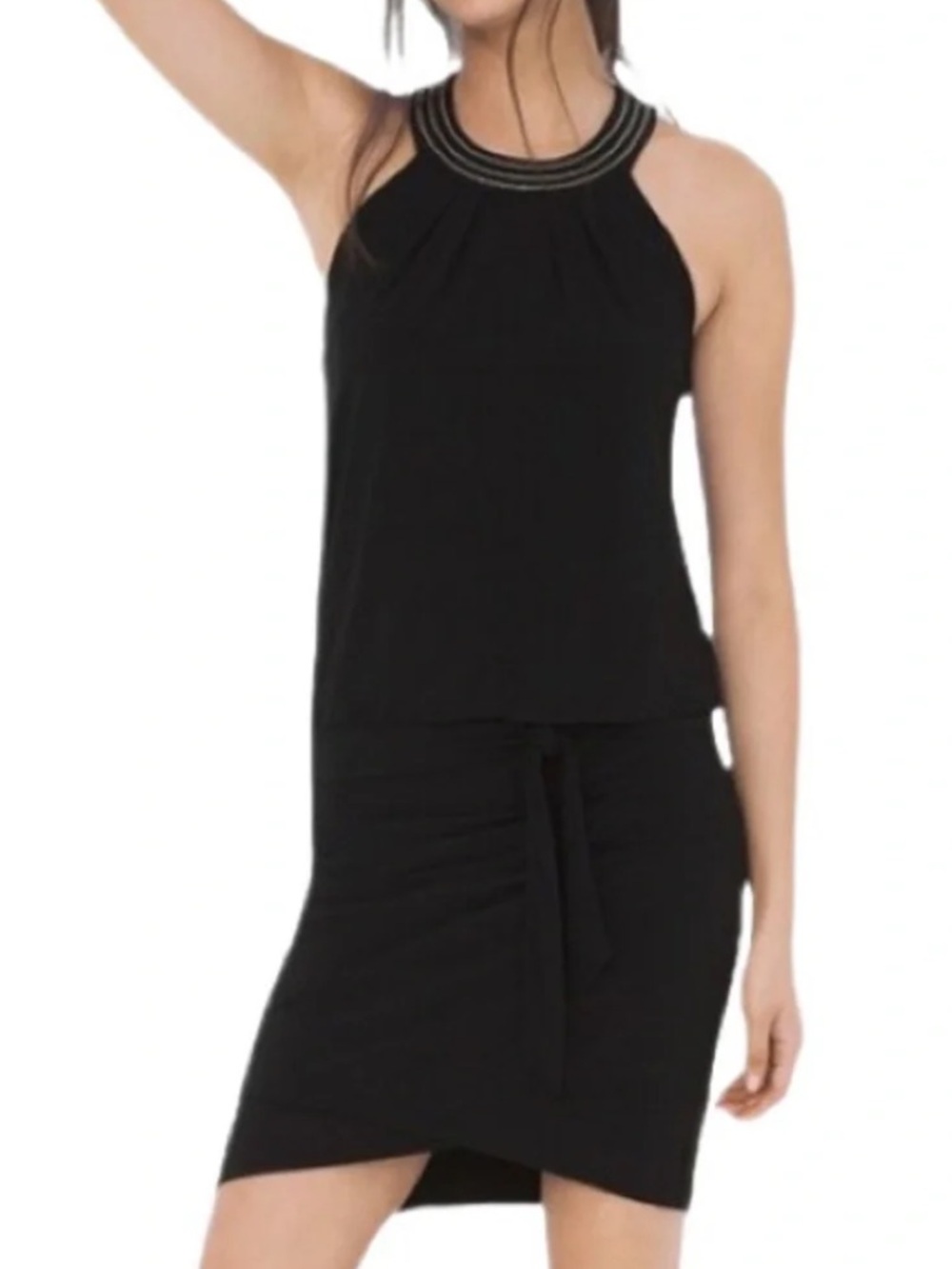 White House Black Market Black Halter Neck Mini Dress